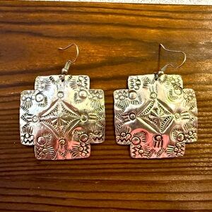 Western Aztec pattern dangle earrings